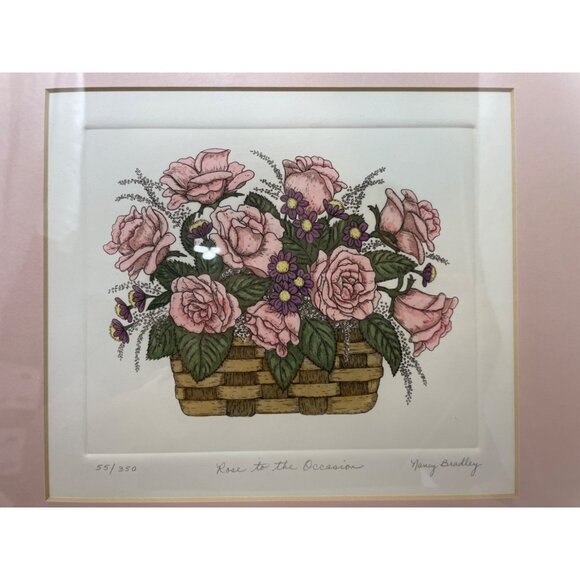 Print Art Rose to the Occasion by Nancy Bradley Victorian Roses Framed Signed - Picture 2 of 9